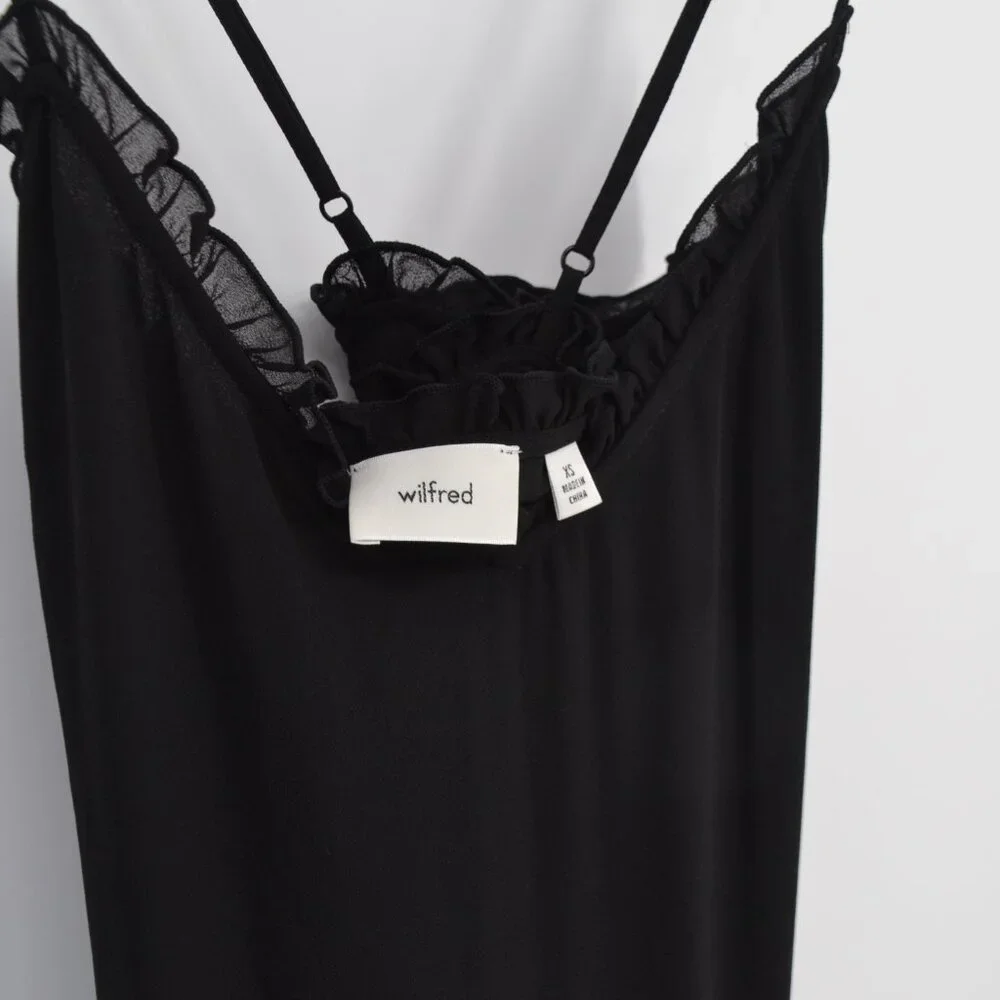 Aritzia Wilfred Sunshine Midi Dress Black Women's XS Tiered Romantic Whimsical - Picture 4 of 6